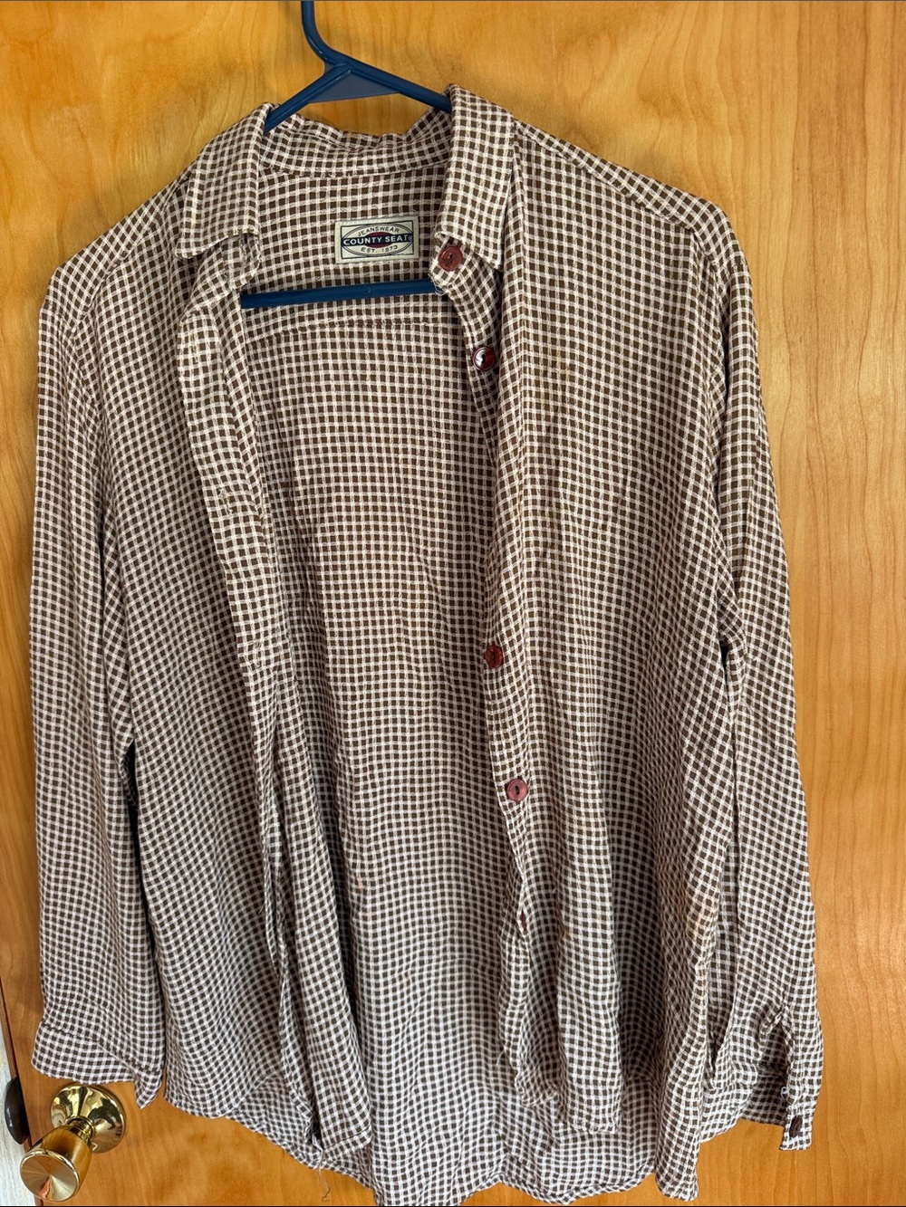 Woman’s Brown Check Button-Up blouse